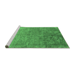 Sideview of Machine Washable Oriental Emerald Green Industrial Area Rugs, wshurb2048emgrn