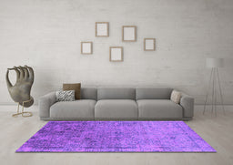 Machine Washable Oriental Purple Industrial Area Rugs in a Living Room, wshurb2048pur