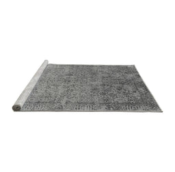 Sideview of Machine Washable Oriental Gray Industrial Rug, wshurb2048gry
