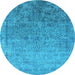 Round Oriental Light Blue Industrial Rug, urb2048lblu