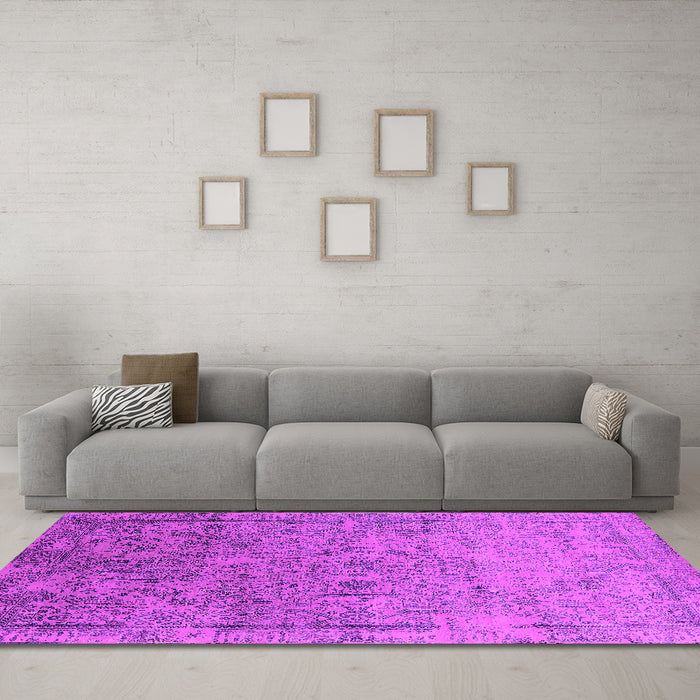 Machine Washable Oriental Pink Industrial Rug in a Living Room, wshurb2048pnk
