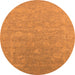 Round Machine Washable Oriental Orange Industrial Area Rugs, wshurb2049org