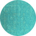 Round Oriental Turquoise Industrial Rug, urb2049turq