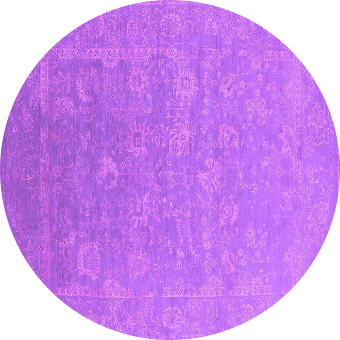 Round Machine Washable Oriental Purple Industrial Area Rugs, wshurb2049pur