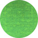 Round Oriental Green Industrial Rug, urb2049grn