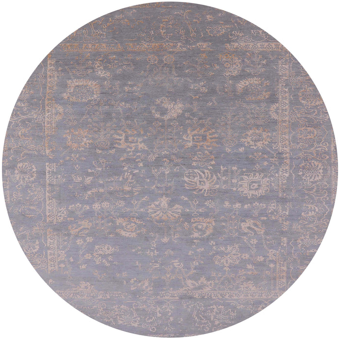 Round Mid-Century Modern Dark Gray Oriental Rug, urb2049