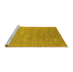 Sideview of Machine Washable Oriental Yellow Industrial Rug, wshurb2049yw