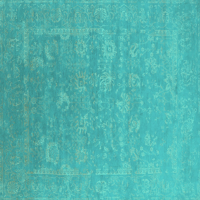Square Oriental Turquoise Industrial Rug, urb2049turq