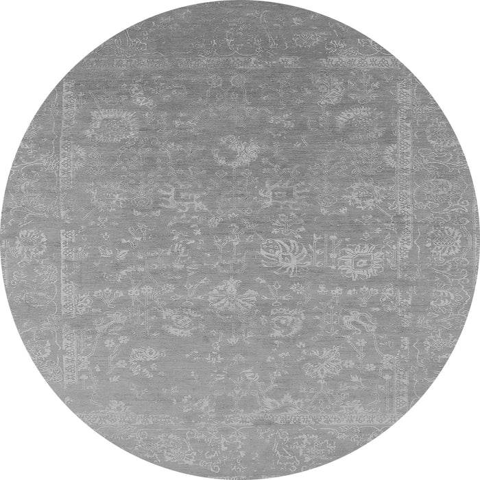 Round Machine Washable Oriental Gray Industrial Rug, wshurb2049gry