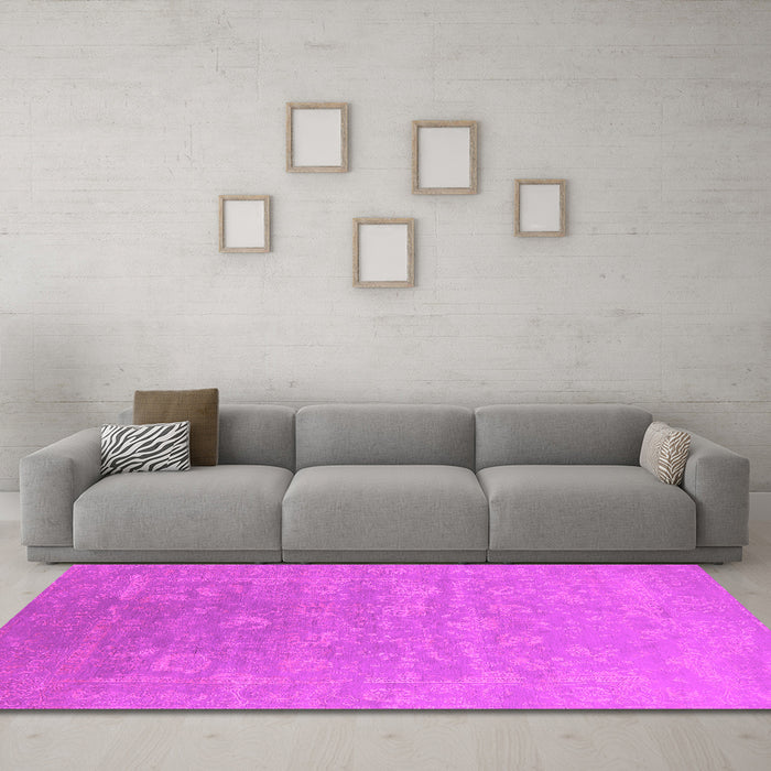 Machine Washable Oriental Pink Industrial Rug in a Living Room, wshurb2049pnk