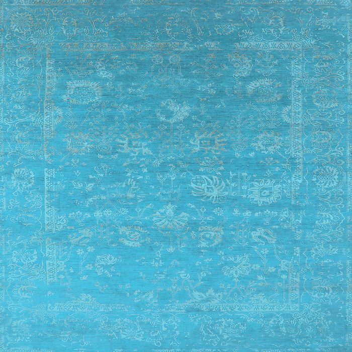 Square Machine Washable Oriental Light Blue Industrial Rug, wshurb2049lblu