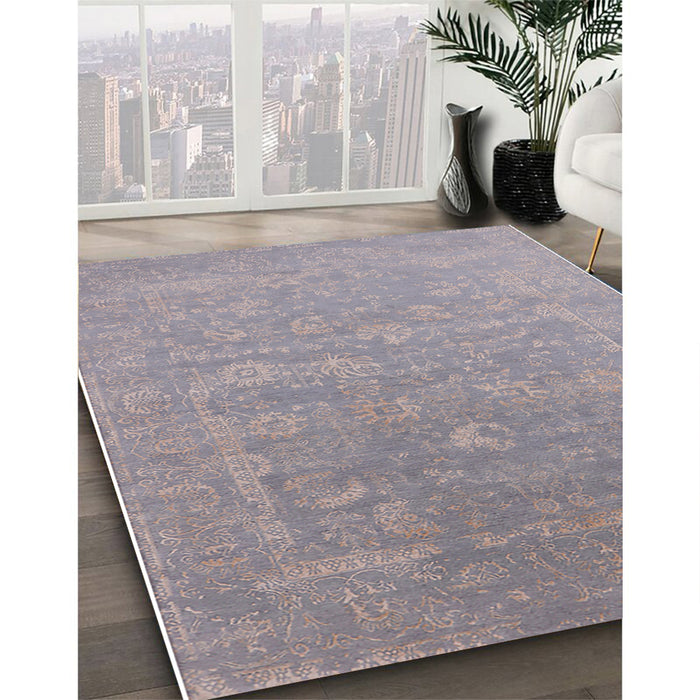 Mid-Century Modern Dark Gray Oriental Rug in Family Room, urb2049