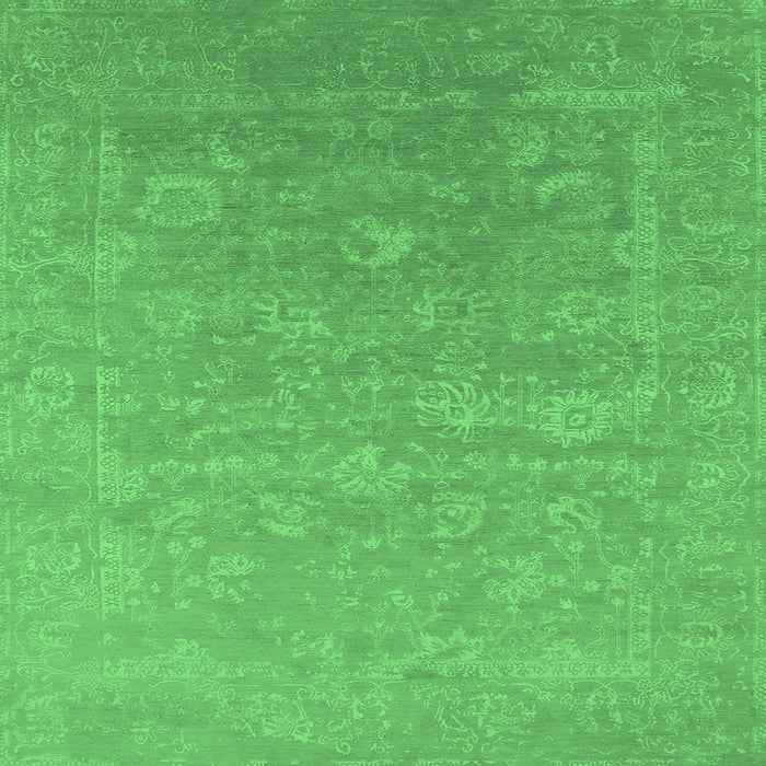 Square Machine Washable Oriental Emerald Green Industrial Area Rugs, wshurb2049emgrn
