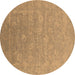 Round Oriental Brown Industrial Rug, urb2049brn