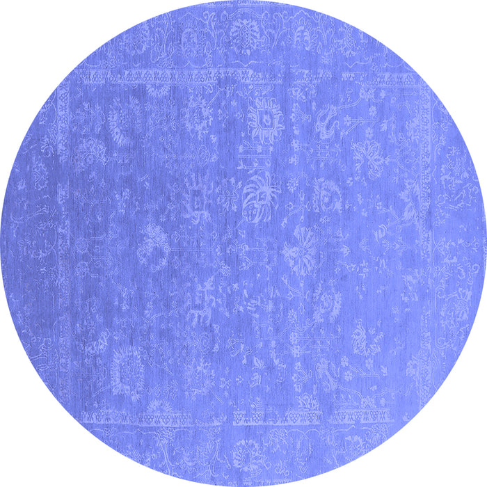 Round Oriental Blue Industrial Rug, urb2049blu