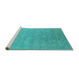 Sideview of Machine Washable Oriental Turquoise Industrial Area Rugs, wshurb2049turq