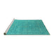 Sideview of Machine Washable Oriental Turquoise Industrial Area Rugs, wshurb2049turq