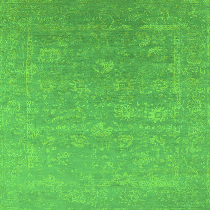 Square Machine Washable Oriental Green Industrial Area Rugs, wshurb2049grn