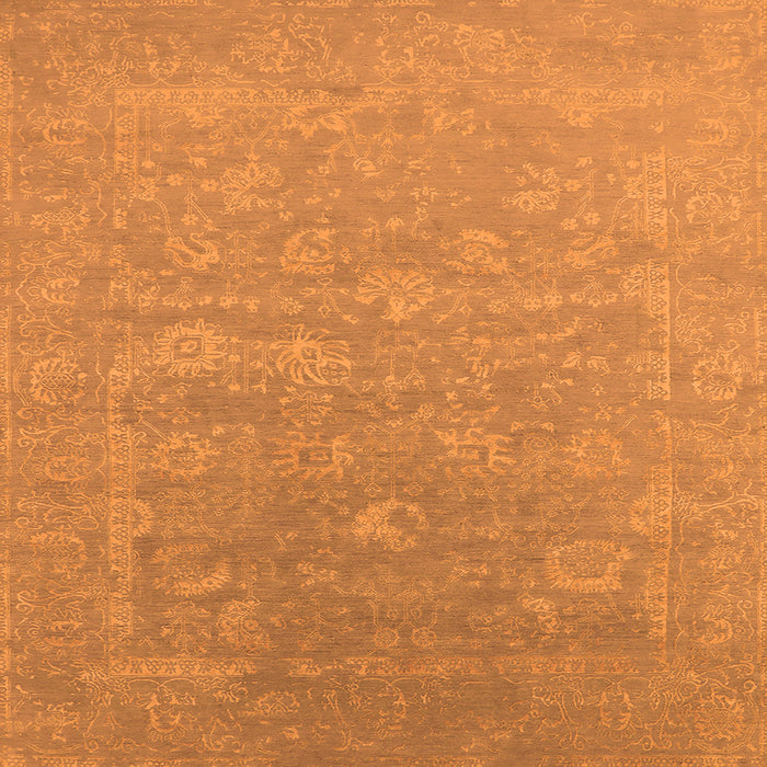 Square Machine Washable Oriental Orange Industrial Area Rugs, wshurb2049org