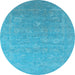 Round Oriental Light Blue Industrial Rug, urb2049lblu