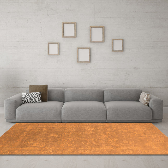 Machine Washable Oriental Orange Industrial Area Rugs in a Living Room, wshurb2049org