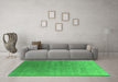 Machine Washable Oriental Green Industrial Area Rugs in a Living Room,, wshurb2050grn