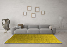 Machine Washable Oriental Yellow Industrial Rug in a Living Room, wshurb2050yw