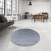 Round Machine Washable Industrial Modern Columbia Blue Rug in a Office, wshurb2050