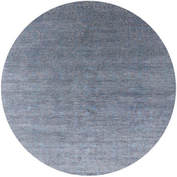 Round Mid-Century Modern Columbia Blue Oriental Rug, urb2050
