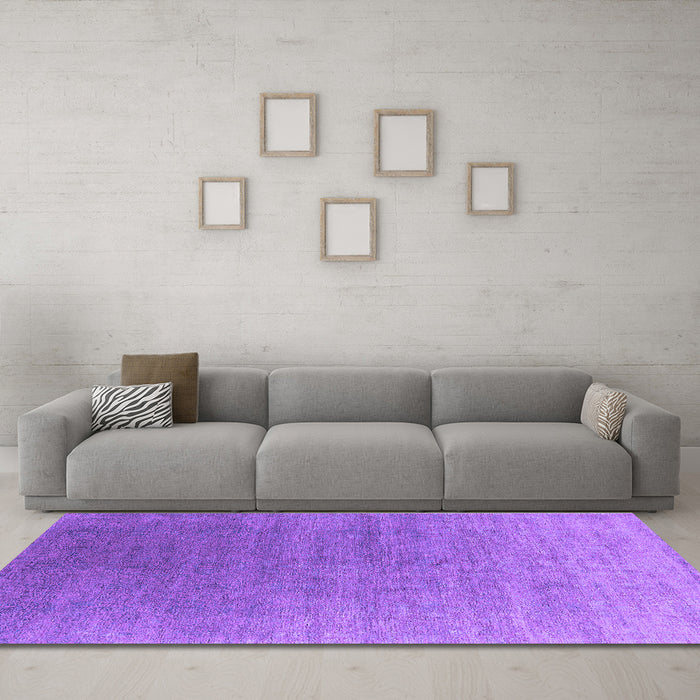 Machine Washable Oriental Purple Industrial Area Rugs in a Living Room, wshurb2050pur