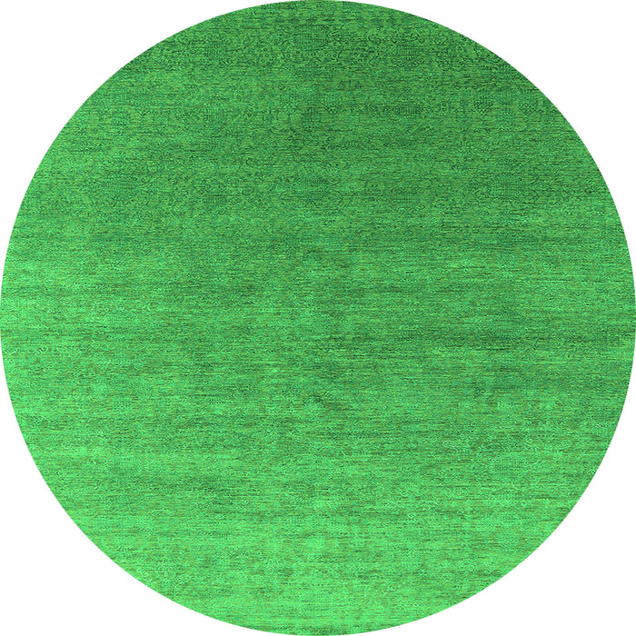 Round Oriental Green Industrial Rug, urb2050grn