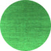 Round Oriental Green Industrial Rug, urb2050grn