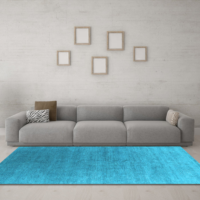 Machine Washable Oriental Light Blue Industrial Rug in a Living Room, wshurb2050lblu