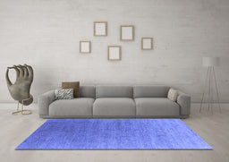 Machine Washable Oriental Blue Industrial Rug in a Living Room, wshurb2050blu