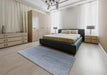 Mid-Century Modern Columbia Blue Oriental Rug in a Bedroom, urb2050