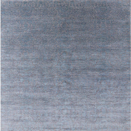 Square Mid-Century Modern Columbia Blue Oriental Rug, urb2050
