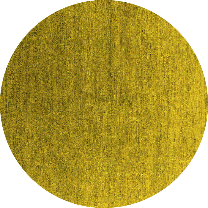 Round Machine Washable Oriental Yellow Industrial Rug, wshurb2050yw