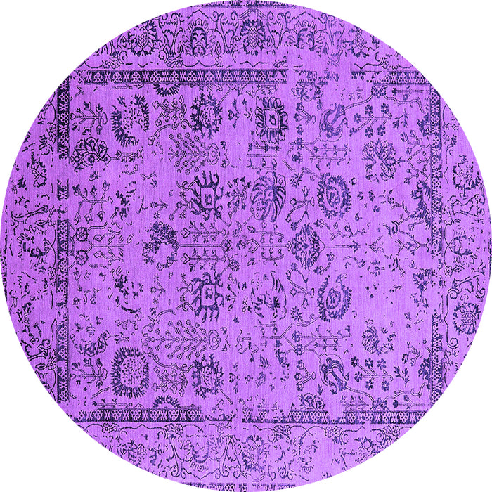 Round Machine Washable Oriental Purple Industrial Area Rugs, wshurb2051pur