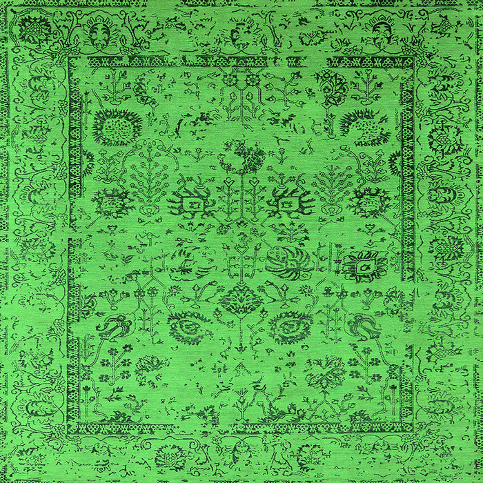 Square Machine Washable Oriental Green Industrial Area Rugs, wshurb2051grn