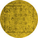 Round Oriental Yellow Industrial Rug, urb2051yw