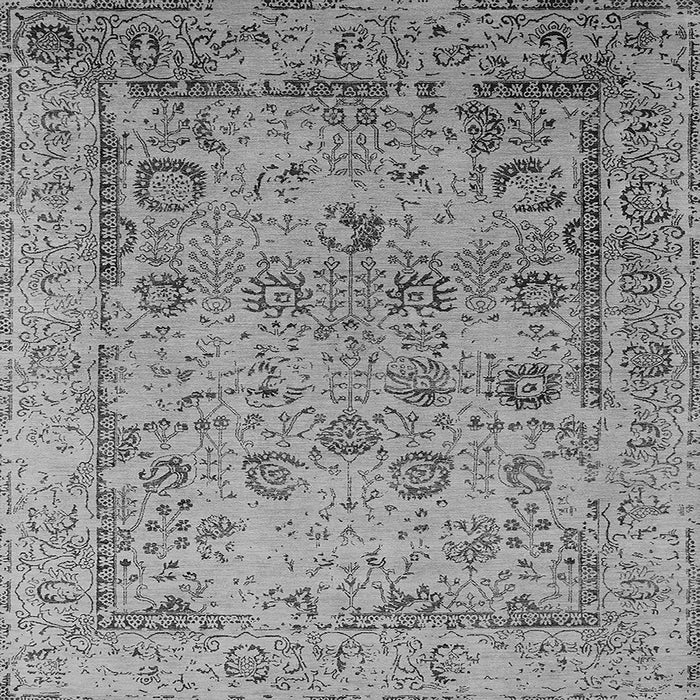 Square Machine Washable Oriental Gray Industrial Rug, wshurb2051gry