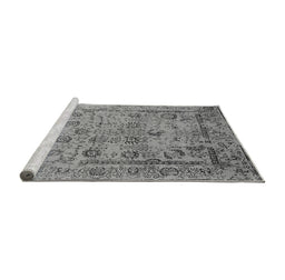 Sideview of Machine Washable Oriental Gray Industrial Rug, wshurb2051gry