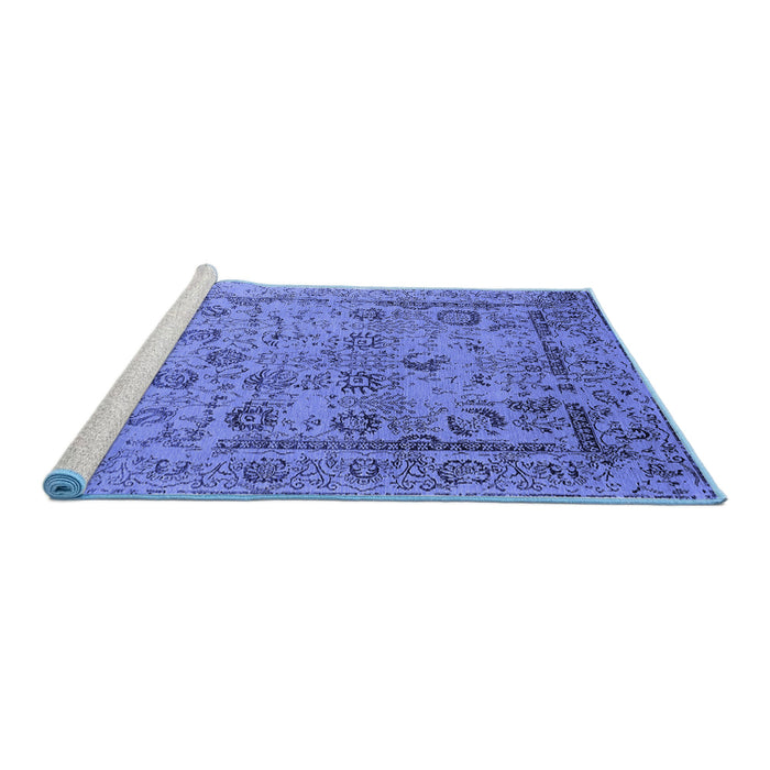 Sideview of Machine Washable Oriental Blue Industrial Rug, wshurb2051blu