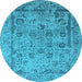 Round Oriental Light Blue Industrial Rug, urb2051lblu