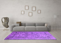 Machine Washable Oriental Purple Industrial Rug, wshurb2051pur