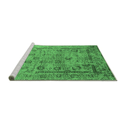 Sideview of Machine Washable Oriental Emerald Green Industrial Area Rugs, wshurb2051emgrn