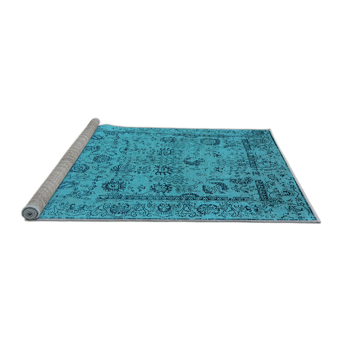 Sideview of Machine Washable Oriental Light Blue Industrial Rug, wshurb2051lblu