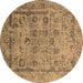 Round Oriental Brown Industrial Rug, urb2051brn