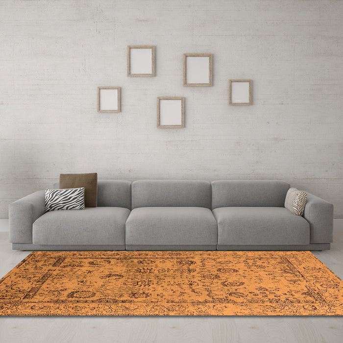 Machine Washable Oriental Orange Industrial Area Rugs in a Living Room, wshurb2051org