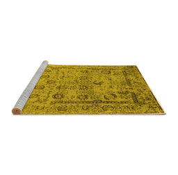 Sideview of Machine Washable Oriental Yellow Industrial Rug, wshurb2051yw